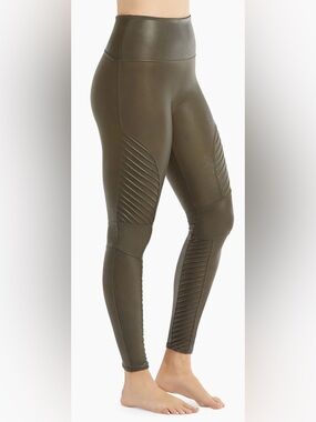 Spanx Faux Leather Moto Leggings in Black